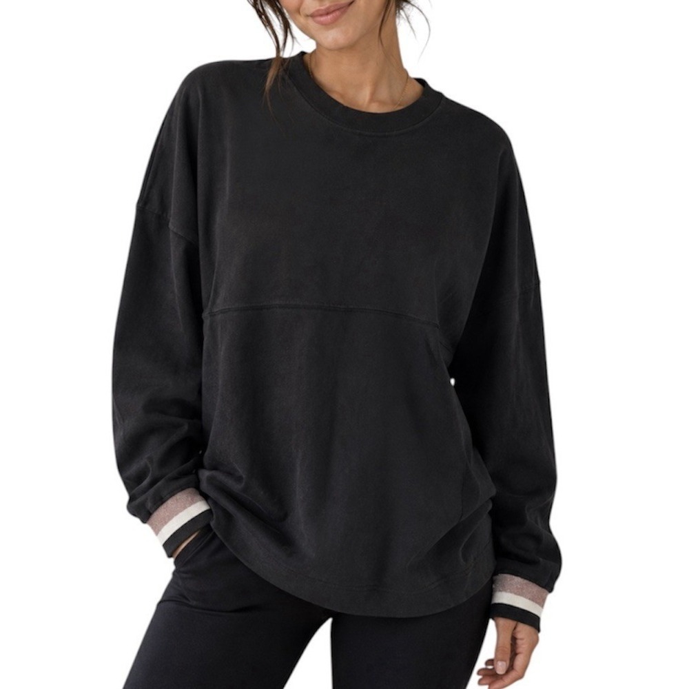 Spirit Jersey Black Long Sleeve Pullover Pink & White Stripe XL New Unisex Men
